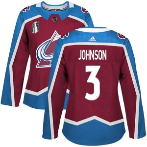 Jack Johnson Women's Adidas Colorado Avalanche Authentic Burgundy Home 2022 Stanley Cup Final Patch Jersey