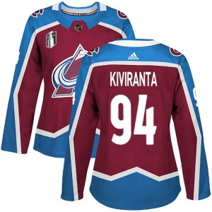 Joel Kiviranta Women's Adidas Colorado Avalanche Authentic Burgundy Home 2022 Stanley Cup Final Patch Jersey