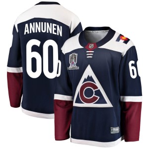 Justus Annunen Men's Fanatics Branded Colorado Avalanche Breakaway Navy Alternate 2022 Stanley Cup Champions Jersey