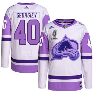 Alexandar Georgiev Youth Adidas Colorado Avalanche Authentic White/Purple Hockey Fights Cancer 2022 Stanley Cup Champions Jersey