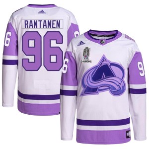 Mikko Rantanen Youth Adidas Colorado Avalanche Authentic White/Purple Hockey Fights Cancer 2022 Stanley Cup Champions Jersey