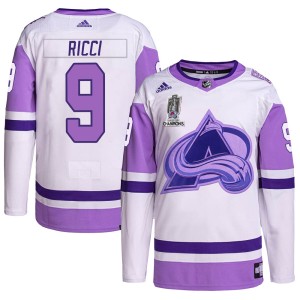 Mike Ricci Youth Adidas Colorado Avalanche Authentic White/Purple Hockey Fights Cancer 2022 Stanley Cup Champions Jersey