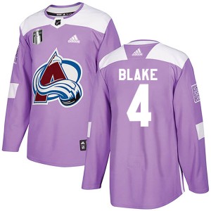 Rob Blake Men's Adidas Colorado Avalanche Authentic Purple Fights Cancer Practice 2022 Stanley Cup Final Patch Jersey