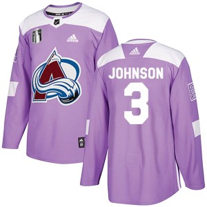 Jack Johnson Men's Adidas Colorado Avalanche Authentic Purple Fights Cancer Practice 2022 Stanley Cup Final Patch Jersey