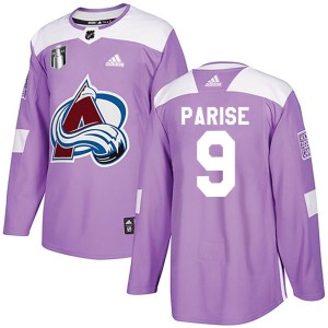 Zach Parise Men's Adidas Colorado Avalanche Authentic Purple Fights Cancer Practice 2022 Stanley Cup Final Patch Jersey
