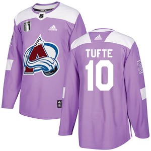 Riley Tufte Men's Adidas Colorado Avalanche Authentic Purple Fights Cancer Practice 2022 Stanley Cup Final Patch Jersey