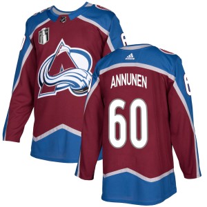 Justus Annunen Youth Adidas Colorado Avalanche Authentic Burgundy Home 2022 Stanley Cup Final Patch Jersey