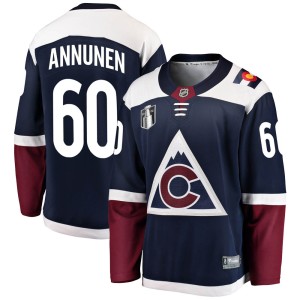 Justus Annunen Youth Fanatics Branded Colorado Avalanche Breakaway Navy Alternate 2022 Stanley Cup Final Patch Jersey