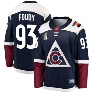 Jean-Luc Foudy Youth Fanatics Branded Colorado Avalanche Breakaway Navy Alternate 2022 Stanley Cup Final Patch Jersey