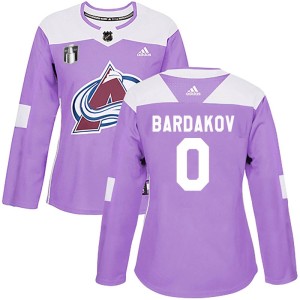 Zakhar Bardakov Women's Adidas Colorado Avalanche Authentic Purple Fights Cancer Practice 2022 Stanley Cup Final Patch Jersey