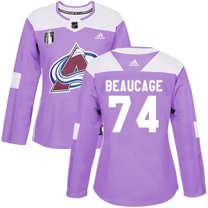 Alex Beaucage Women's Adidas Colorado Avalanche Authentic Purple Fights Cancer Practice 2022 Stanley Cup Final Patch Jersey
