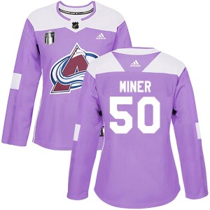Trent Miner Women's Adidas Colorado Avalanche Authentic Purple Fights Cancer Practice 2022 Stanley Cup Final Patch Jersey