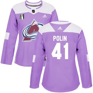 Jason Polin Women's Adidas Colorado Avalanche Authentic Purple Fights Cancer Practice 2022 Stanley Cup Final Patch Jersey