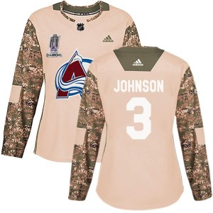 Jack Johnson Women's Adidas Colorado Avalanche Authentic Camo Veterans Day Practice 2022 Stanley Cup Champions Jersey