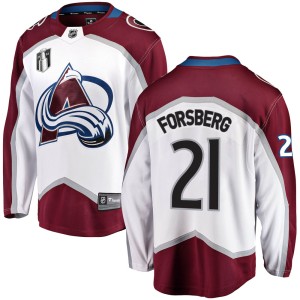 Peter Forsberg Youth Fanatics Branded Colorado Avalanche Breakaway White Away 2022 Stanley Cup Final Patch Jersey