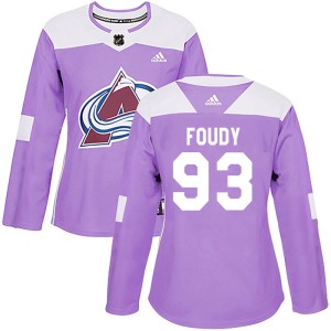 Jean-Luc Foudy Women's Adidas Colorado Avalanche Authentic Purple Fights Cancer Practice Jersey