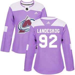 Gabriel Landeskog Women's Adidas Colorado Avalanche Authentic Purple Fights Cancer Practice Jersey