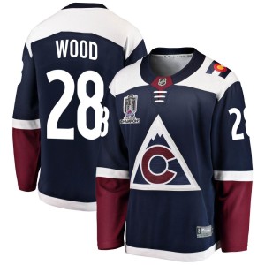Miles Wood Youth Fanatics Branded Colorado Avalanche Breakaway Navy Alternate 2022 Stanley Cup Champions Jersey